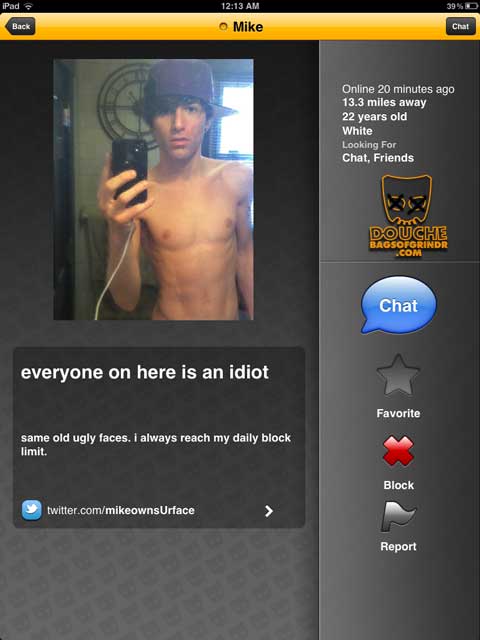 hat-douche grindr douche who thinks nobody is as smart as him. but he has a nice hat.