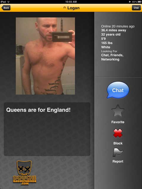 Not-English-Douche well we know that this grindr douche is probably not an englishman