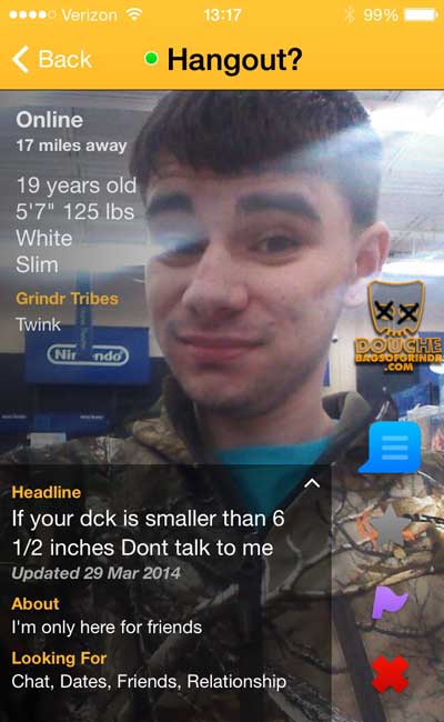 size queen grindr douche